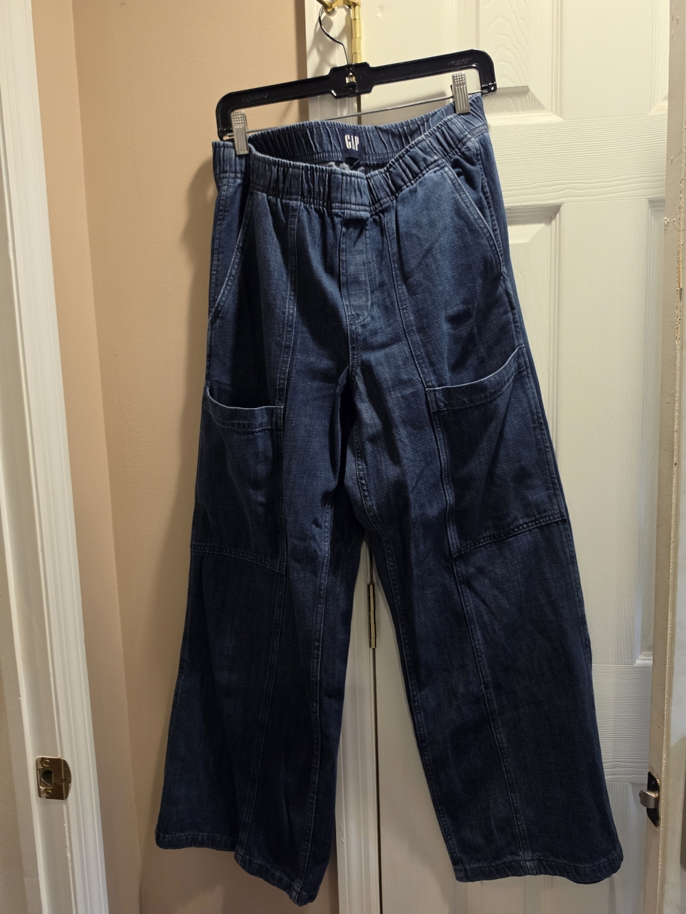GAP Wide Leg Dark Wash Denim Utility Pants SIZE M - Picture 2 of 7